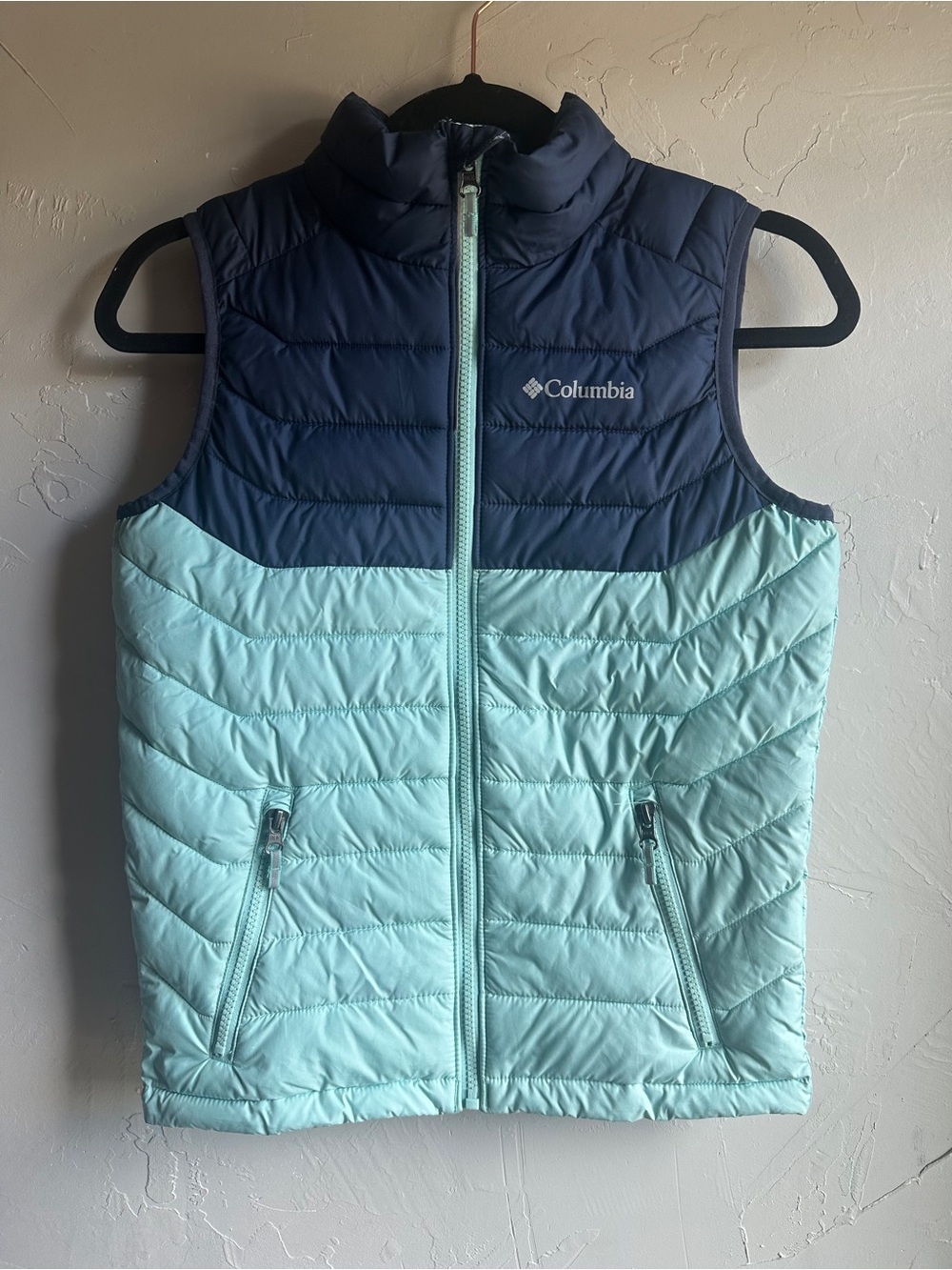 Columbia Kids Omni Heat Puffer Vest Blue Colorblock Gorpcore Ski Outdoor M